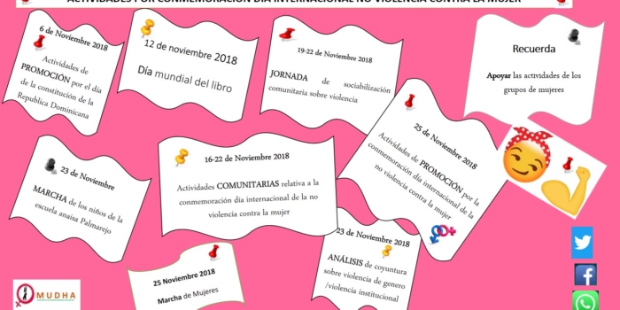 ACTIVIDADES POR CONMEMORACIÓN DÍA INTERNACIONAL NO VIOLENCIA CONTRA LA MUJER